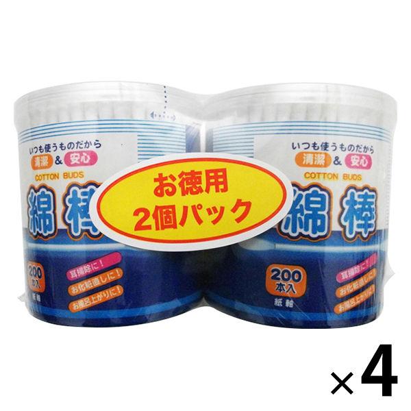 COCORO　紙軸白綿棒　（200本入×2個）×4パック