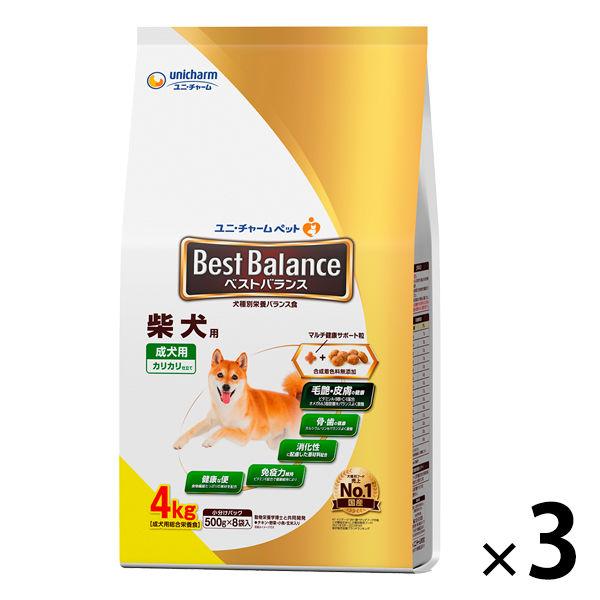 ベストバランス カリカリ仕立て 成犬 柴犬用 4kg（500g×8袋入）国産 3袋 ユニ・チャーム ドッグフード 犬 ドライ