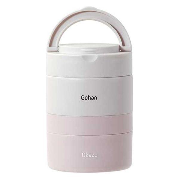 ベストコ お弁当箱 保温 2段 ハンドル付き 480ml ペールピンク NQ-213 1個