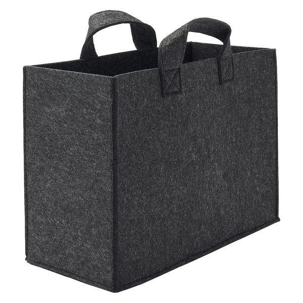 無印良品 持ち運べるフェルトファイルボックス ワイド 約幅15×奥行32×高さ24cm ダークグレー 良品計画