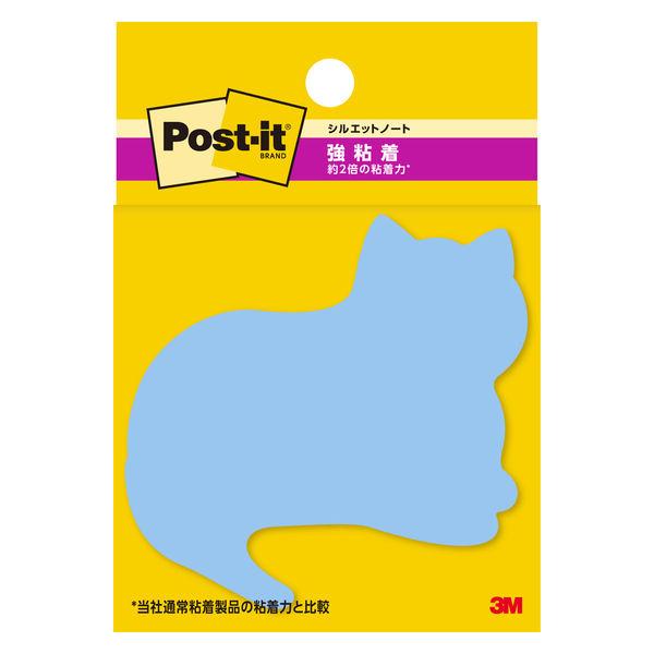 スリーエム(3M) ポストイット ふせん 付箋 強粘着 シルエットノート ネコ 52mm×69mm 混色3色 1パック SSS-NEU