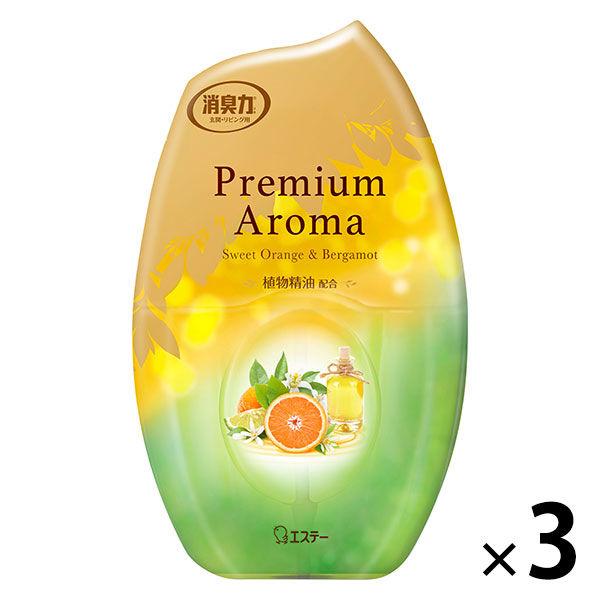 消臭力 プレミアムアロマ 玄関 リビング用 部屋用 スイートオレンジ＆ベルガモット 400mL 3個 エステー 消臭 芳香剤