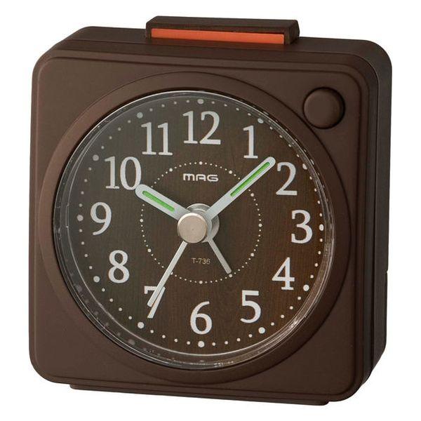 ノア精密 MAG（マグ）電子音目覚まし時計 ミニモク ブラウン 幅65×奥行40×高さ70mm[ アナログアラーム] 1個