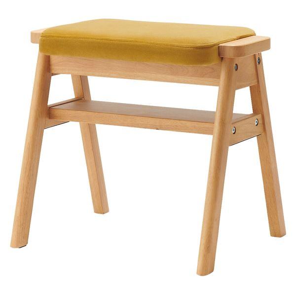 無印良品 再生ポリエステル混 木製スタッキングスツール マスタード 幅４９．３×奥行３７×高さ４４ｃｍ 良品計画