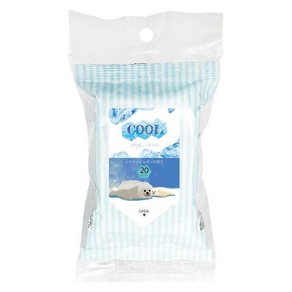 【アウトレット】数量限定 COOLボディシート あざらし シトラスシャボンの香り 20枚入 ほんやら堂