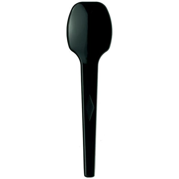 アスクル　プラスチックデザートスプーン　10cm　個包装　ブラック　使い捨て　1袋（100本入） オリジナル