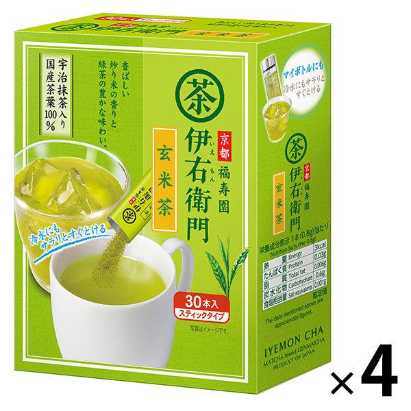 （水出し可）宇治の露製茶 伊右衛門 抹茶入りインスタント玄米茶スティック 1セット（120本:30本入×4箱）