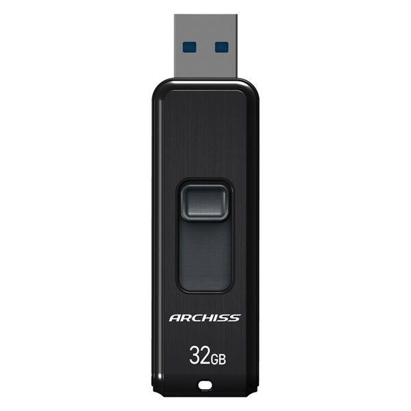 アーキサイト USB3.2(Gen1) 32GB スライド式 ブラック AS-032GU3-PSB 1個