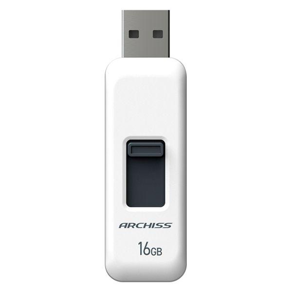 アーキサイト USB2.0 16GB スライド式 ホワイト AS-016GU2-PSW 1個