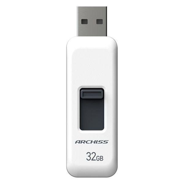 アーキサイト USB2.0 32GB スライド式 ホワイト AS-032GU2-PSW 1個