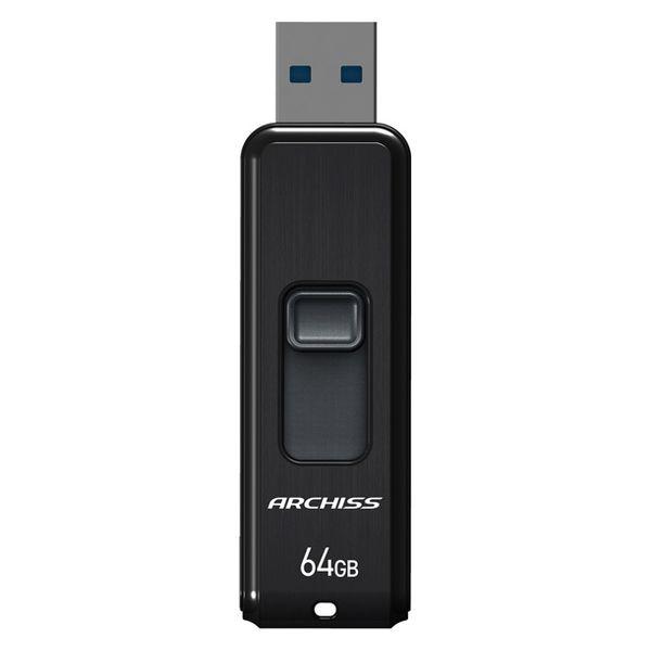 アーキサイト USB3.2(Gen1) 64GB スライド式 ブラック AS-064GU3-PSB 1個