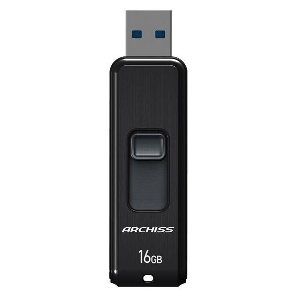 アーキサイト USB3.2(Gen1) 16GB スライド式 ブラック AS-016GU3-PSB 1個