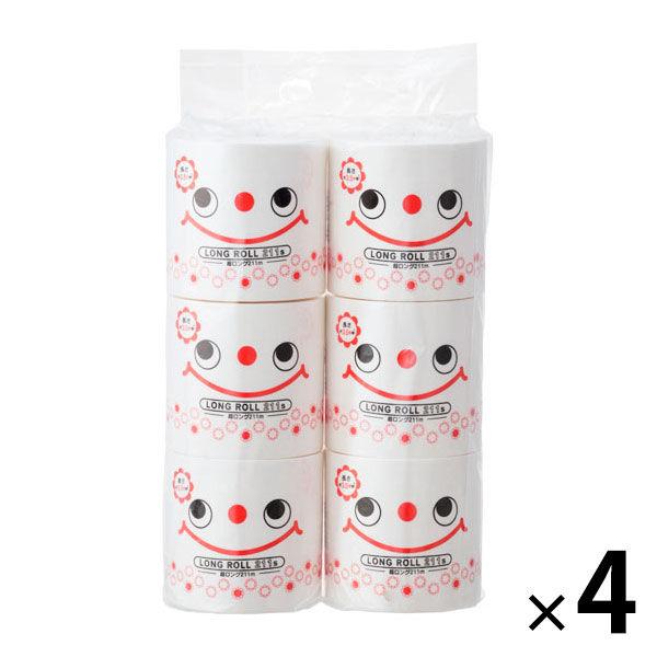 トイレットペーパー 6ロール入 パルプ シングル 211m（復刻版） 1セット（1パック（6ロール入) ×4）エイトワン