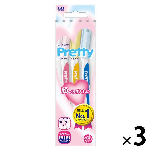 プリティフェイス L 女性用カミソリ 3本入 3個 貝印