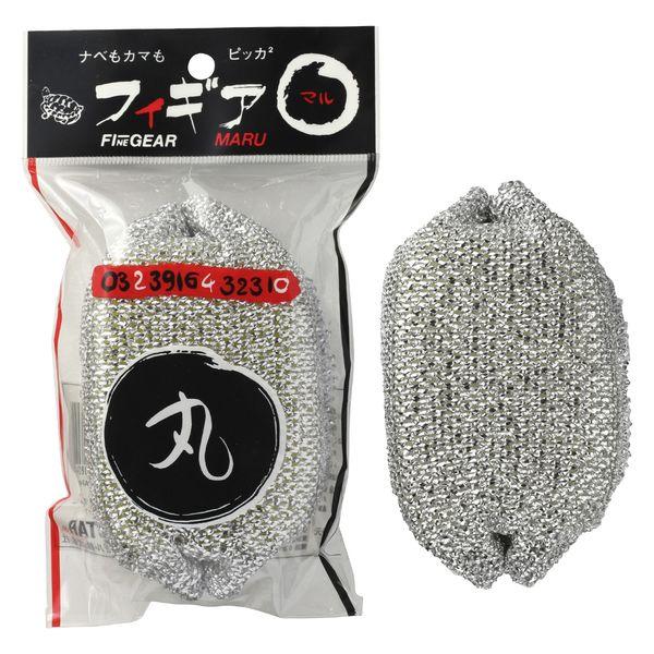 アルミスポンジ フィギア 丸 厚みのある丸型 キッチンスポンジ 食器用 銀 1個 亀の子束子西尾商店