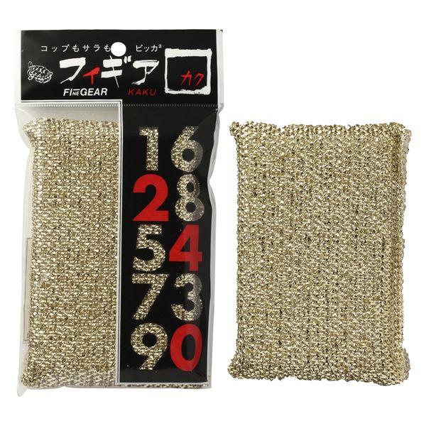 アルミスポンジ フィギア 角 薄型 キッチンスポンジ 食器用 金 1個 亀の子束子西尾商店