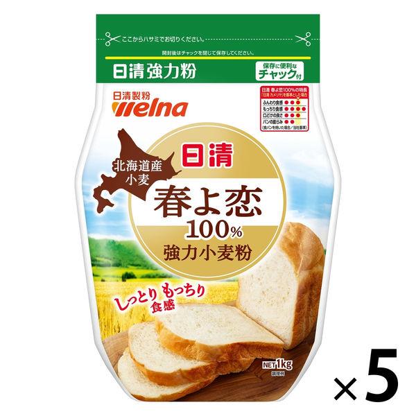 日清 北海道産小麦 春よ恋100％ 強力小麦粉 チャック付 1kg 1セット（5個）日清製粉ウェルナ（イチオシ）