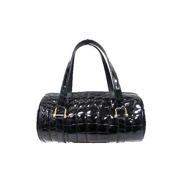 中古】SANTA MARIA サンタマリア クロコダイル ハンドバッグ ブラック  