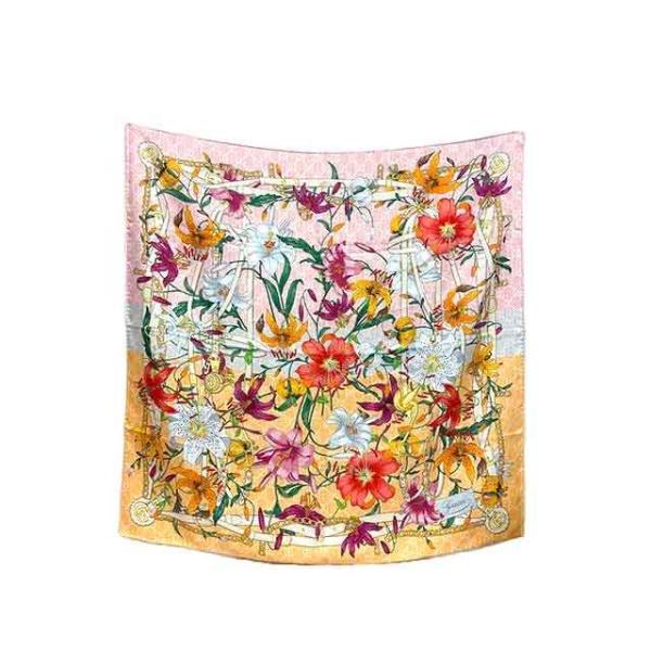GUCCI 【中古】【美品】GUCCI グッチ フローラ プリント シルクツイル