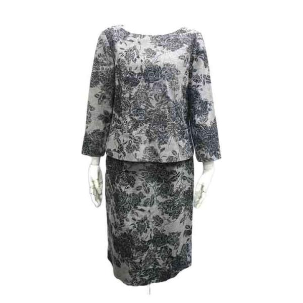 Leilian 【中古】Leilian レリアン スーツ セットアップ 総柄 グレー