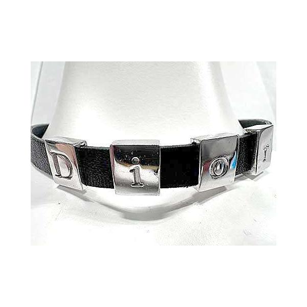 【中古】Christian Dior(クリスチャン・ディオール)　ロゴ ブレスレット レザー×シルバー金具