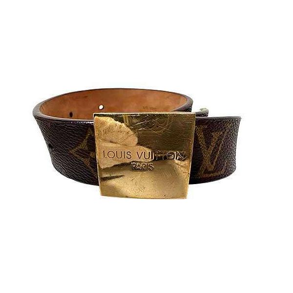 【中古】LOUIS VUITTON　ルイヴィトン　ベルト　サンチュール キャレ モノグラム ベルト　服飾小物