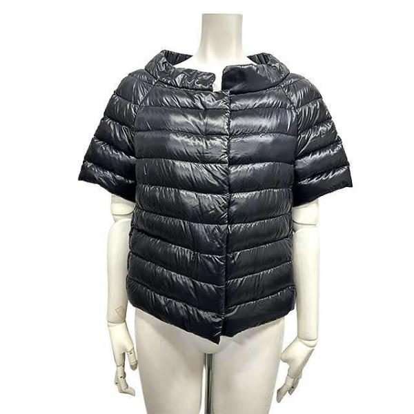【中古】HERNO ヘルノ ジャケット 半袖ダウンジャケット レディース ブラック サイズ42