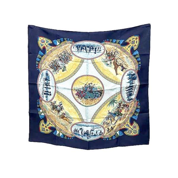 中古】HERMES エルメス カレ90 スカーフ シルク CAVALIERS PEULS