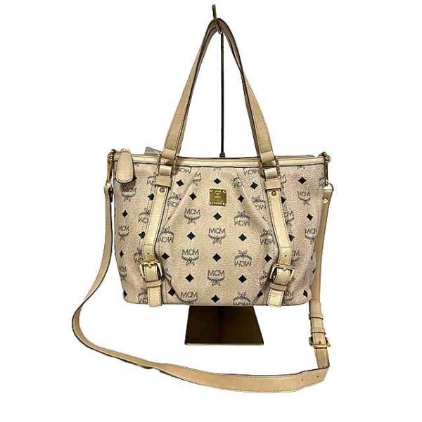 【中古】MCM エムシーエム バッグ ロゴグラム トートバッグ 2WAY ベージュ レディース ショルダー
