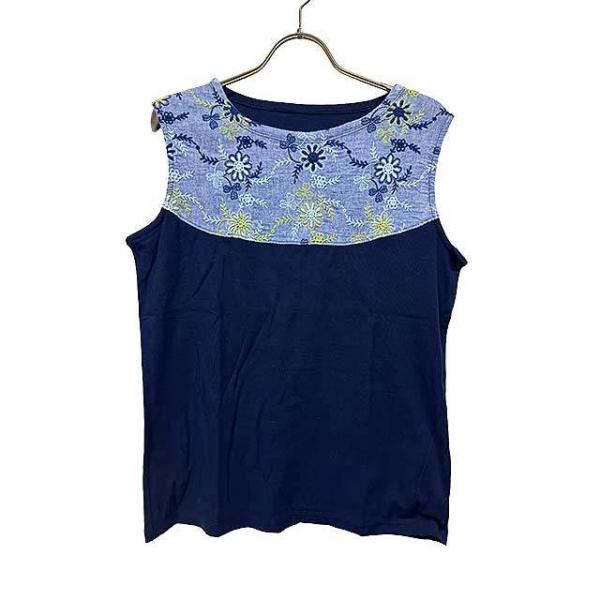 【未使用】【新古品】Cotton House Aya　コットンハウス アヤ　ノースリーブカットソー　ネイビー　Mサイズ　日本製　春夏