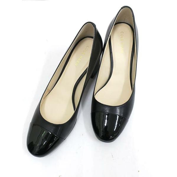 Cole Haan コールハーン　黒 レザー パンプス ローヒール24.5CM Cole Haan コールハーン 黒 レザー パンプス ローヒール24.5CM
