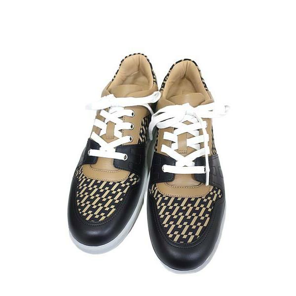 【新古品】【未使用】HERMES エルメス 靴 メンズ Freeスニーカー H222833ZHBK400 ベージュ ブラック 新品 41.5  参考サイズ26.5cm