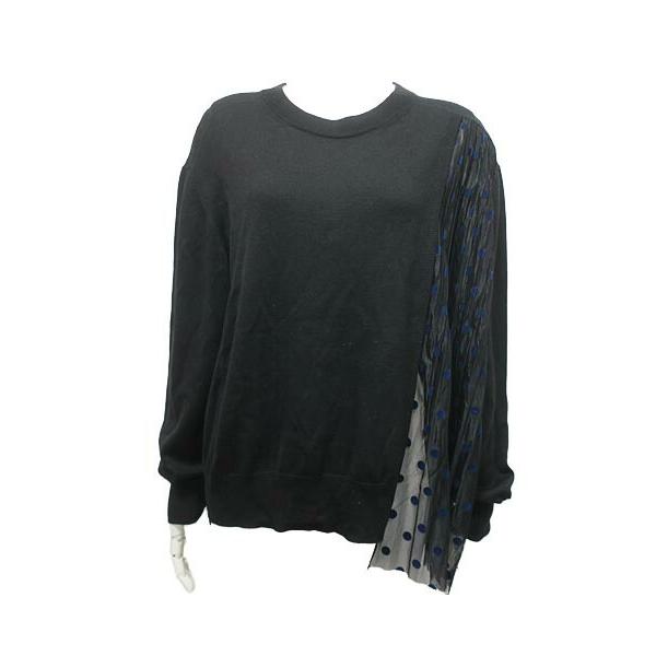 【美品】ZUCCa エンボスドット　 長袖ワンピース　Mサイズ 黒 ZUCCa（ズッカ） 【中古】zucca トップス レディース ブラック ドット