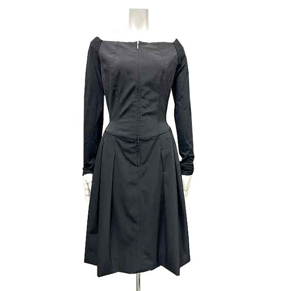 【中古】FOXEY NEW YORK フォクシーニューヨーク ワンピース ブラック 17700 長袖 異素材MIX サイズ40 お値下げ