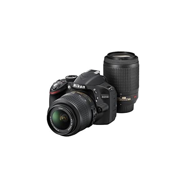 Nikon デジタル一眼レフカメラ D3200 200mmダブルズームキット 18-55mm/55-(中古品)