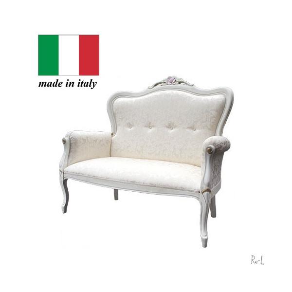2Pソファ 2人掛けソファ 輸入家具 イタリア製 アンティークホワイト 白