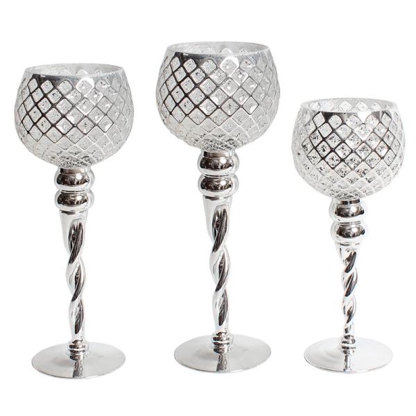 送料無料 キャンドルスタンド 3個セットSilver ディスプレイ