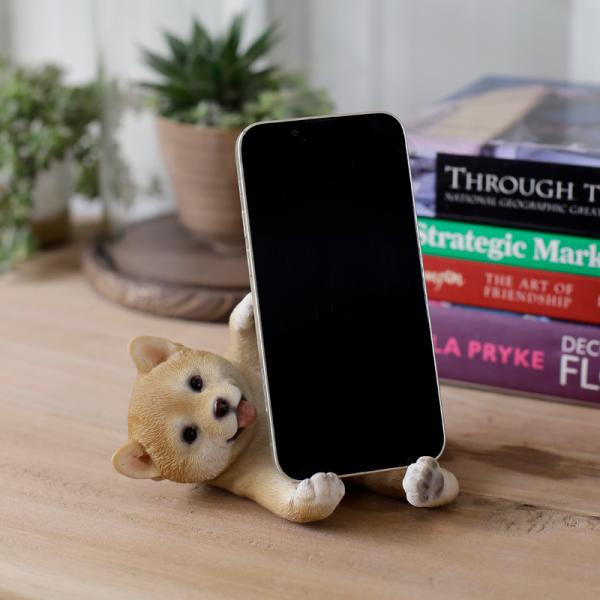 スマホスタンド 寝転び柴犬犬 かわいい スマートフォンスタンド 携帯スタンド おしゃれ 卓上 インテリア オブジェ REH22142