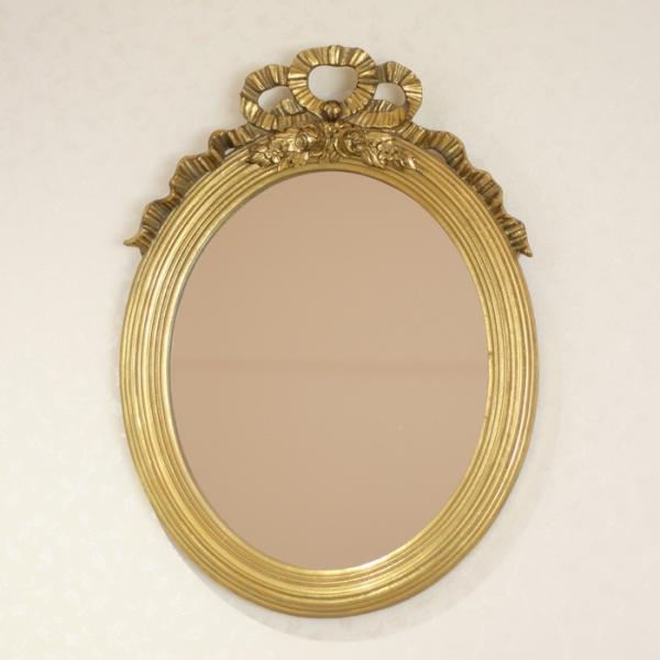 壁掛け ゴールドリボンミラー 鏡 ミラー おしゃれ エレガント ゴールド リボン ウォールミラー 壁 玄関 北欧 アンティーク