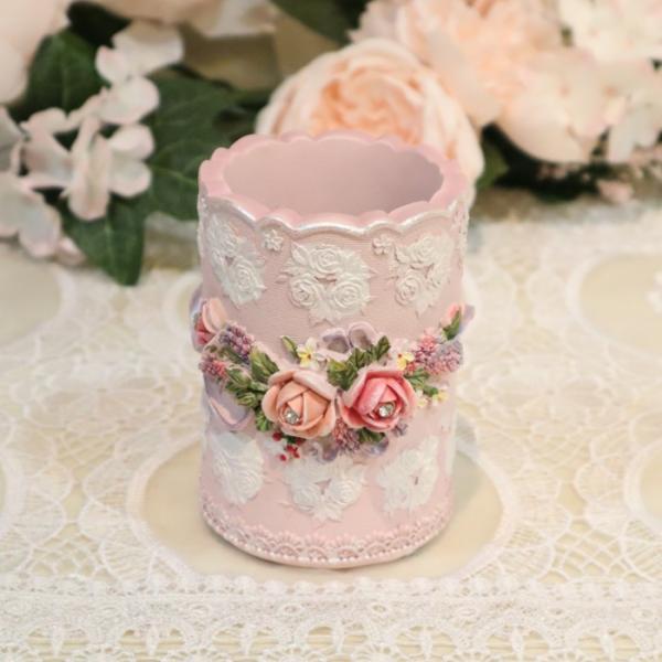 プリンセスローズシリーズ ペンスタンド ホワイト ピンク ペン立て おしゃれ かわいい エレガント Relcd 76a 春夏新作 ペンホルダー ピンク ホワイト