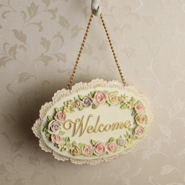 ウェルカムプレート ローズブーケ アクセサリー 玄関 インテリア ウェルカムボード ドアプレート ドア ドア飾り Rego 815we