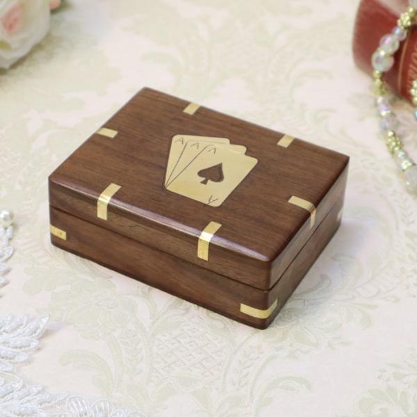 トランプボックス トランプ付き アンティーク レトロ トランプ ダイス ボックス ディスプレイ 真鍮 収納 開催中 Re おしゃれ 輸入雑貨 かわいい 北欧