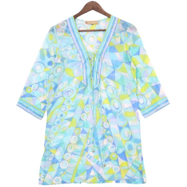 EMILIO PUCCI エミリオプッチ チュニック 36 EMILIO PUCCI エミリオプッチ プッチ柄 コットン シルク リボン
