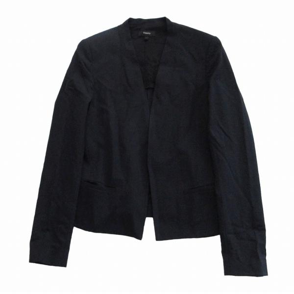 Theory セオリー CLEAN BLAZER ノーカラージャケット M 紺 theory（セオリー） CLEAN BLAZER TAILOR 24SS ノーカラージャケット