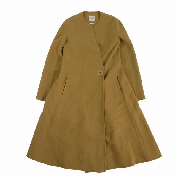 HERMES（エルメス） カシミヤ100% ノーカラーコート アウター ベージュ