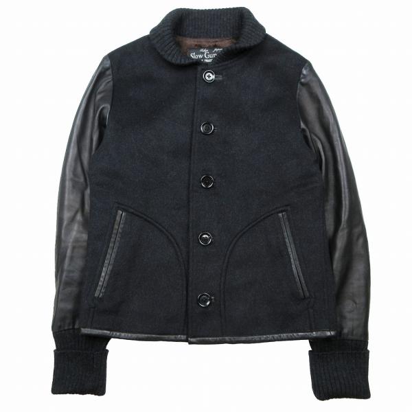 美品　Slow Gun & Co.スタジャン　ラムレザー　カシミアウール　日本製 slowgun（スロウガン） カシミヤ100％ スタジャン スタジアム