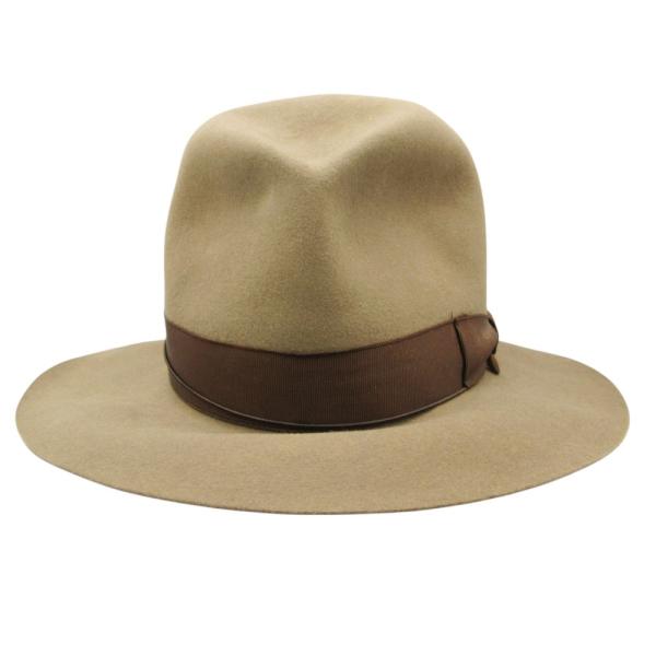 Borsalino ボルサリーノ ハット フェルト 中折れ つば広 帽子 イタリア製 カーキ 7 1/2 6 59 メンズ