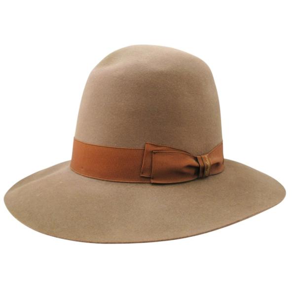 Borsalino ボルサリーノ ハット フェルト 中折れ つば広 リボン 帽子 ブラウン 7 5 57 メンズ