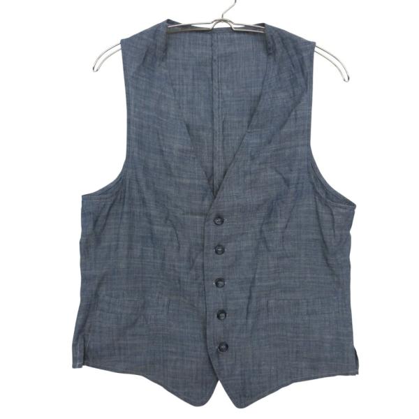 BRICK HOUSE ブリックハウス ベスト ジレ シャンブレー コットン シンチバック ブルー M メンズ
