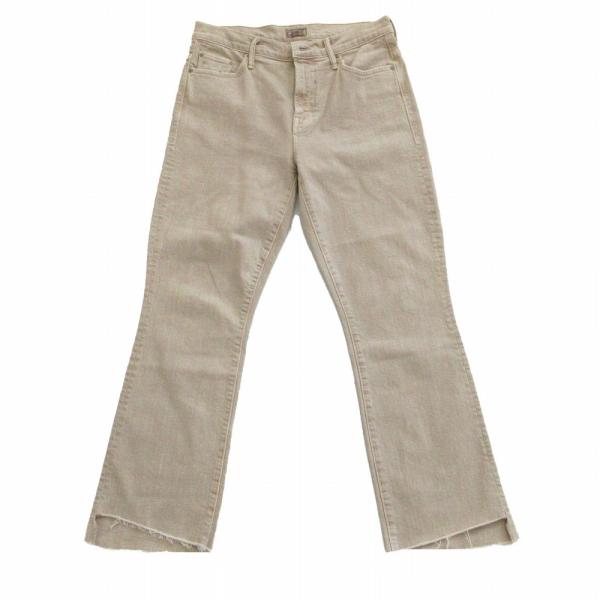 美品 mother マザー デニムパンツ SAND BEIGE INSIDER CROP STEP FRAY フレア ジーンズ ベージュ 28 【L】
